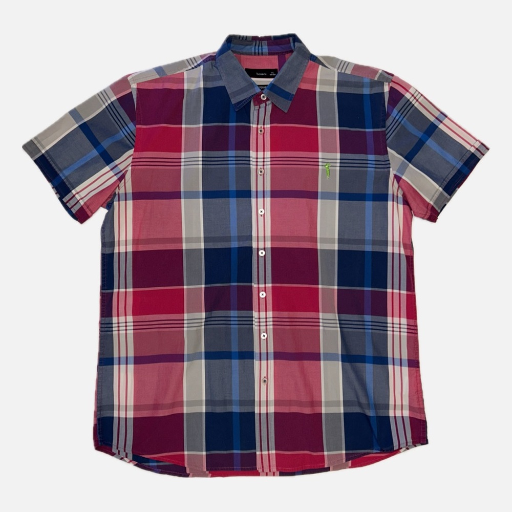 Bossini Contemporary Fit Plaid Short Sleeve Shirt XXL Casual Golf Style